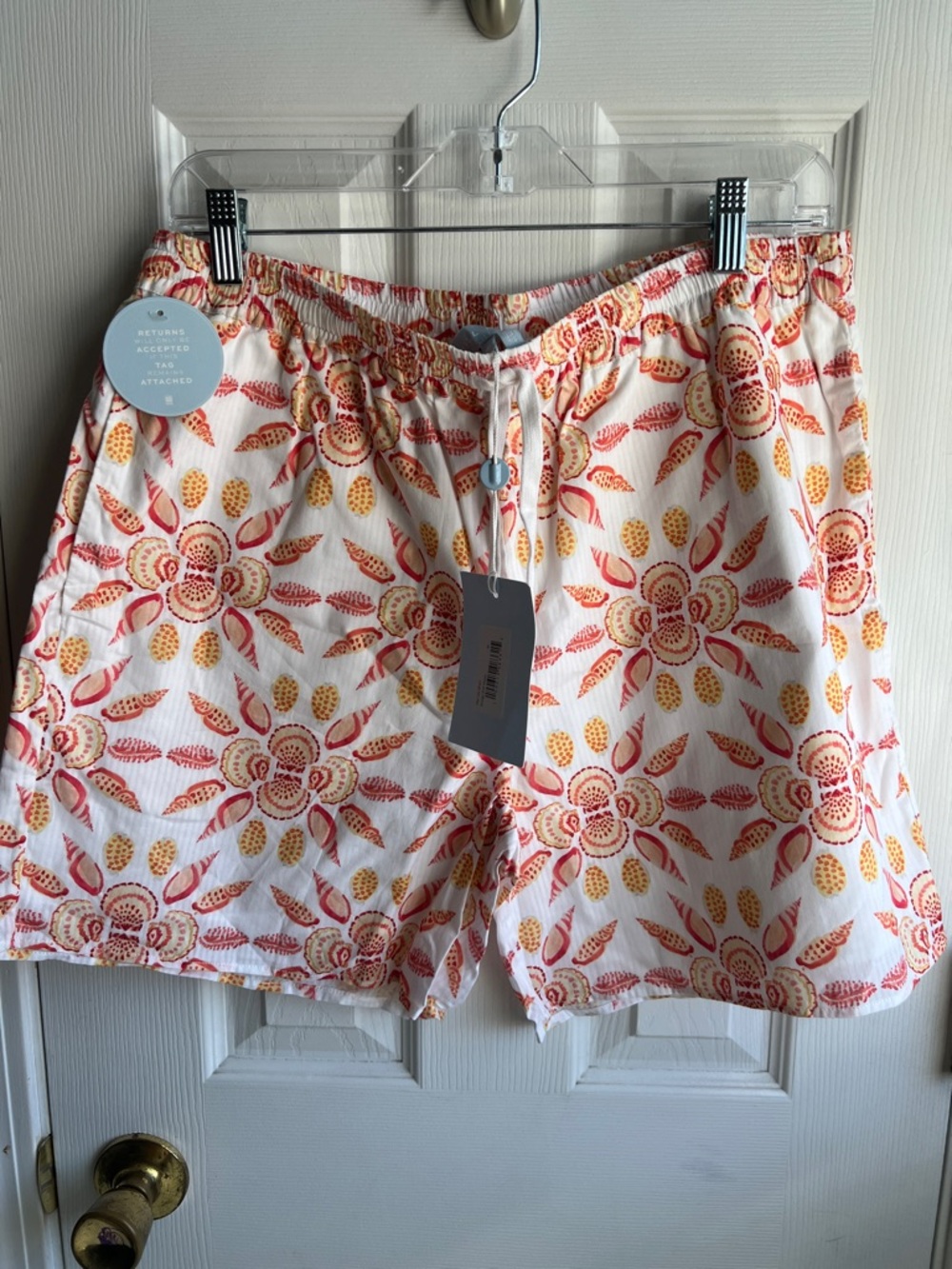 Hill House White Floral Print Drawstring Shorts